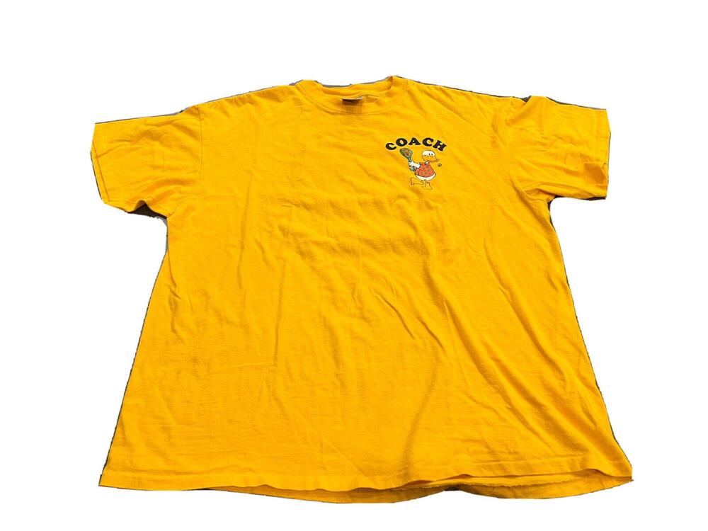 Vintage Oneita Yellow Mens Coach Duck Tennis Bend On Your Knees T-Shirt Size 3XL